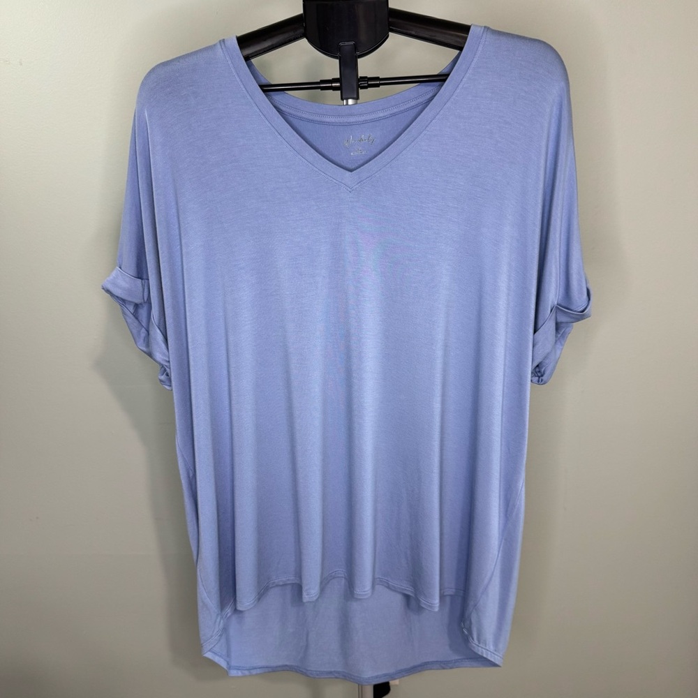 Waverly Blue Relaxed V-Neck Short Sleeve Tee